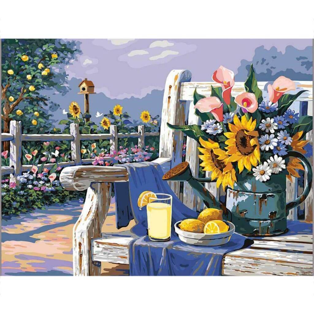 Paint By Number Sunflower &amp; Lemons Summer Advanced