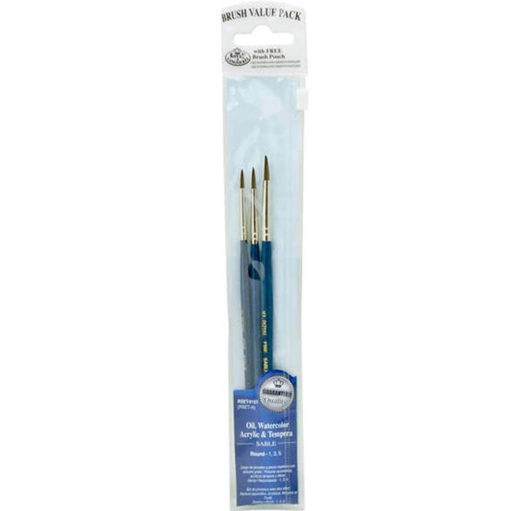 Zip N' Close Brush Sable 3-Brush Set Round