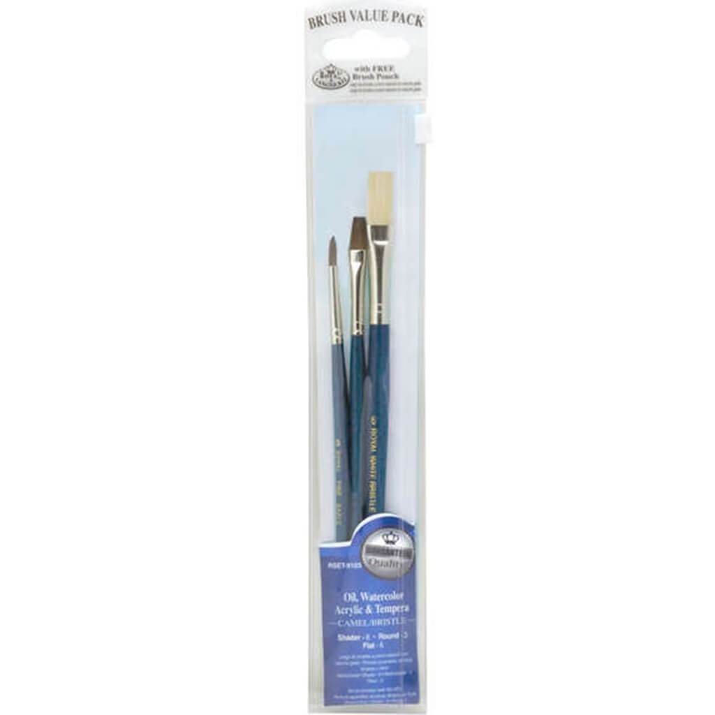 Zip N&#39; Close Brush Sets Camel 3-Brush Set Bristle