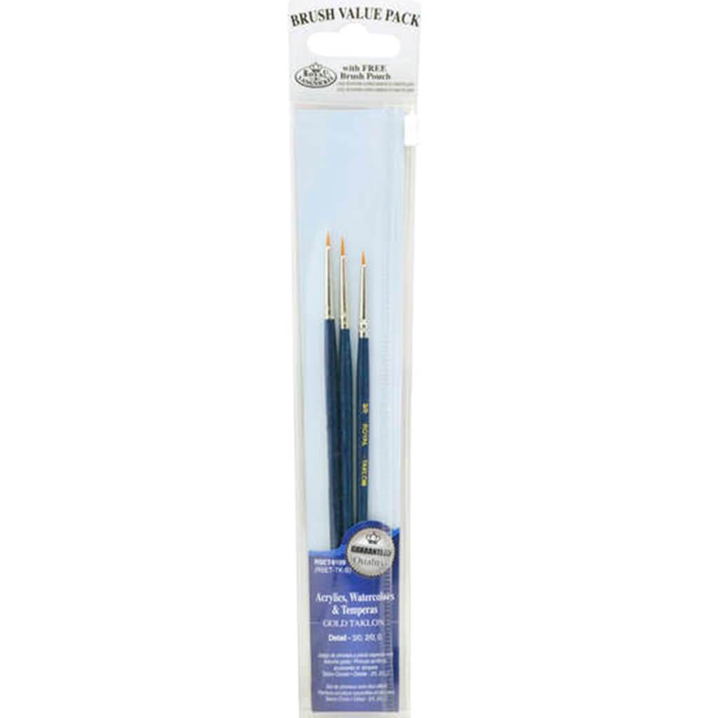 Zip N' Close Gold Taklon Detail 3- Brush Set