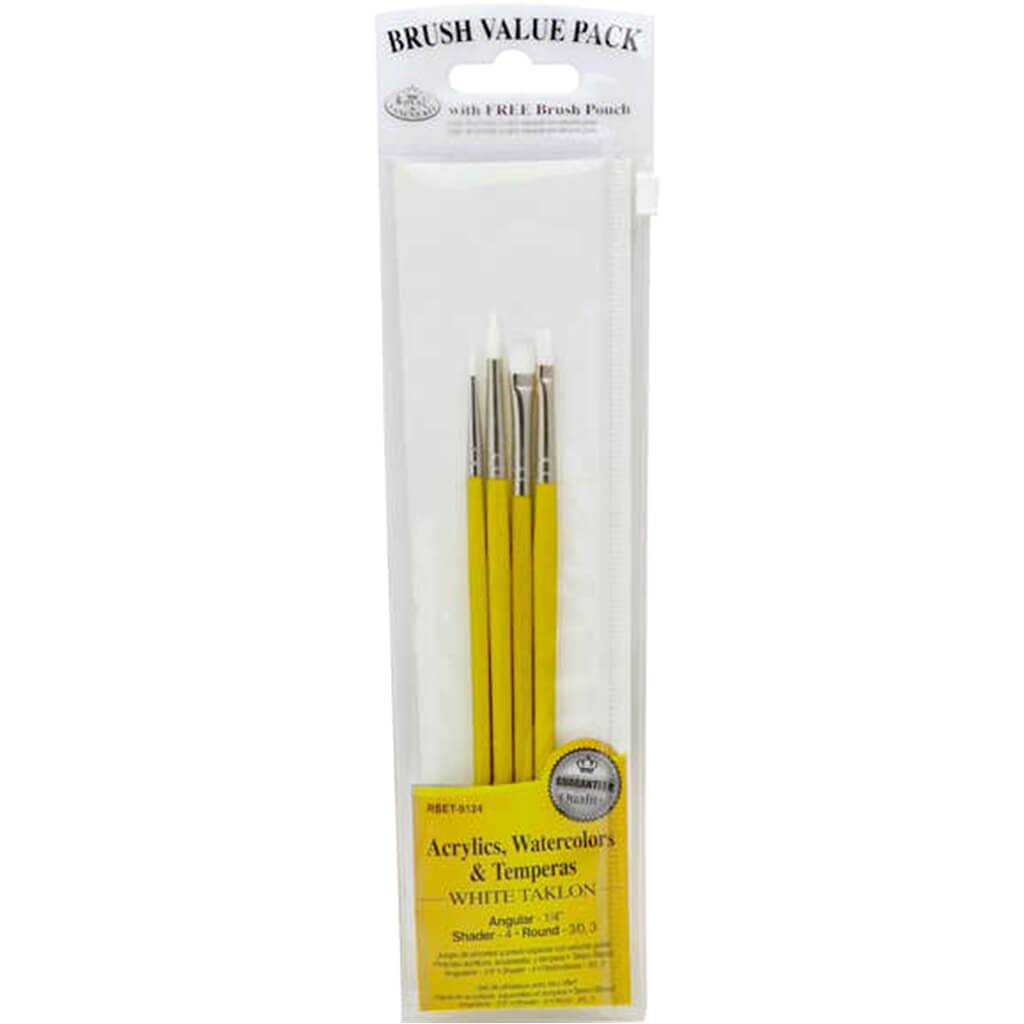 White Taklon Brush Set 4 Pack