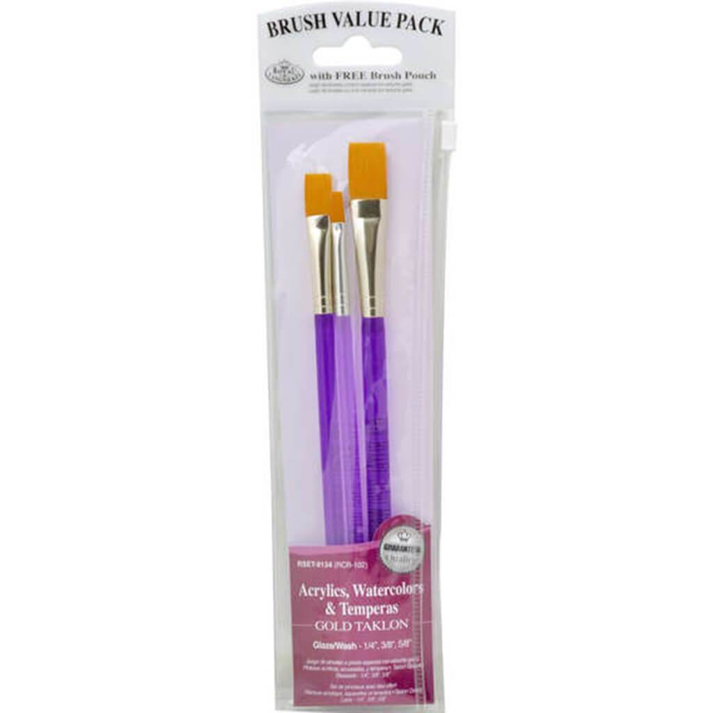 Gold Taklon Value Pack Brush Set of 3