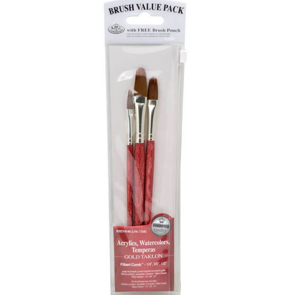 Taklon Filbert Comb Brush Set of 3