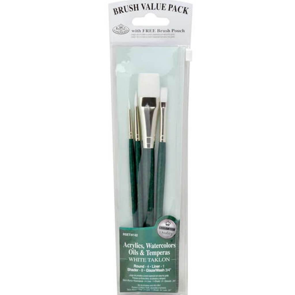 White Taklon Value Pack Brush Set of 4