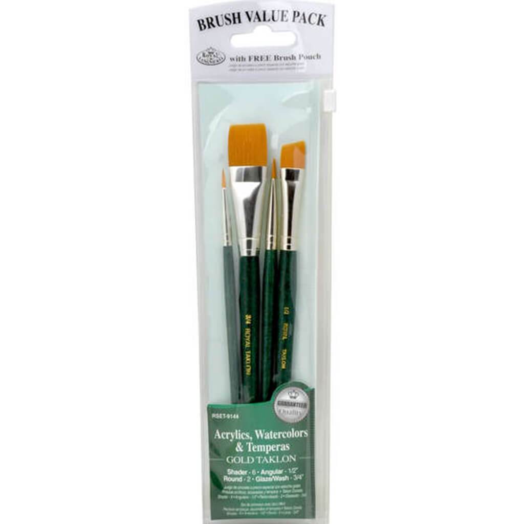 Gold Taklon Value Pack Brush Set of 4