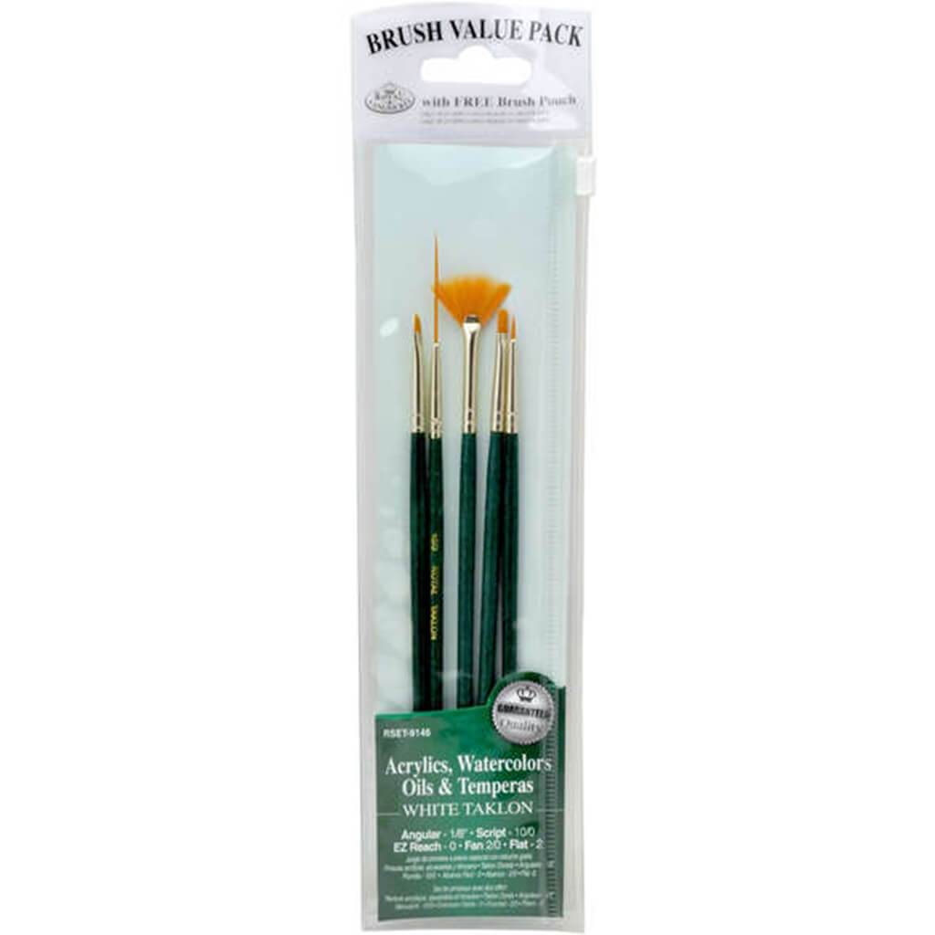 White Taklon Brush Set of 5