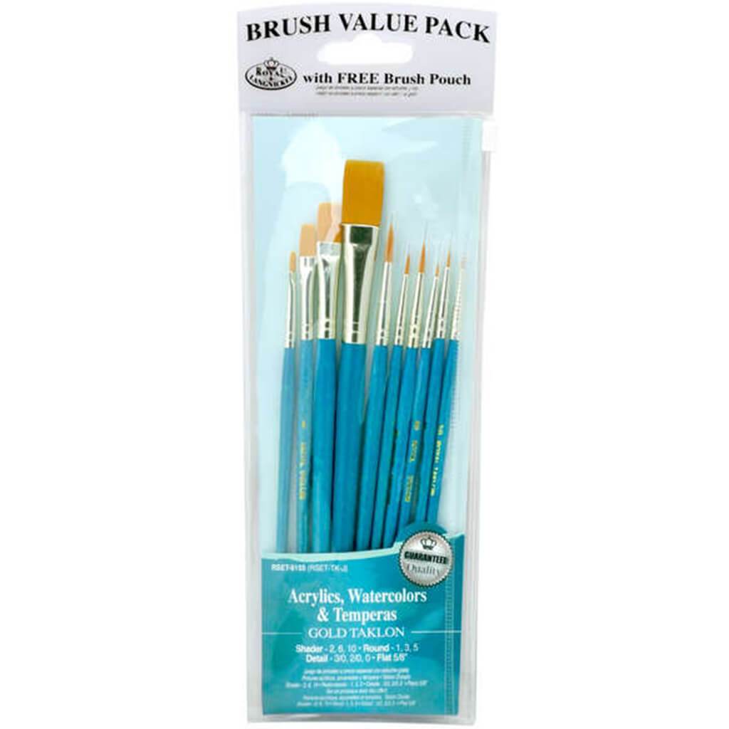 Gold Taklon Value Pack Brush Set of 10