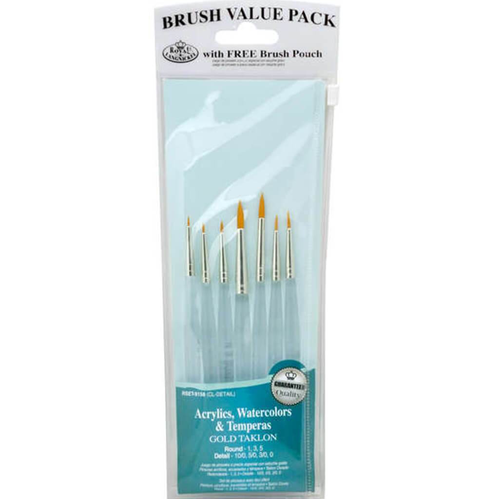 Gold Taklon Detail Value Pack Brush Set of 7