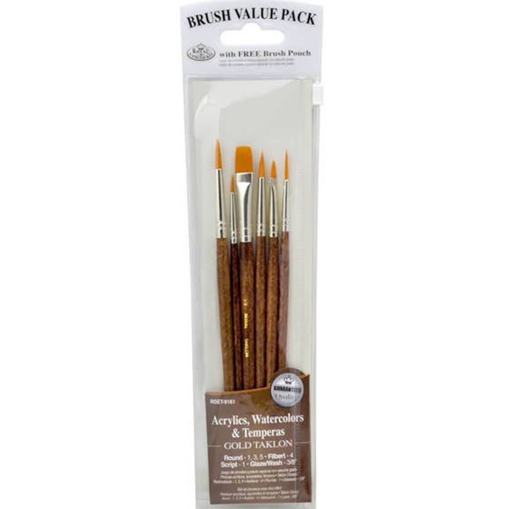 Gold Taklon Value Pack Brush Set of 6