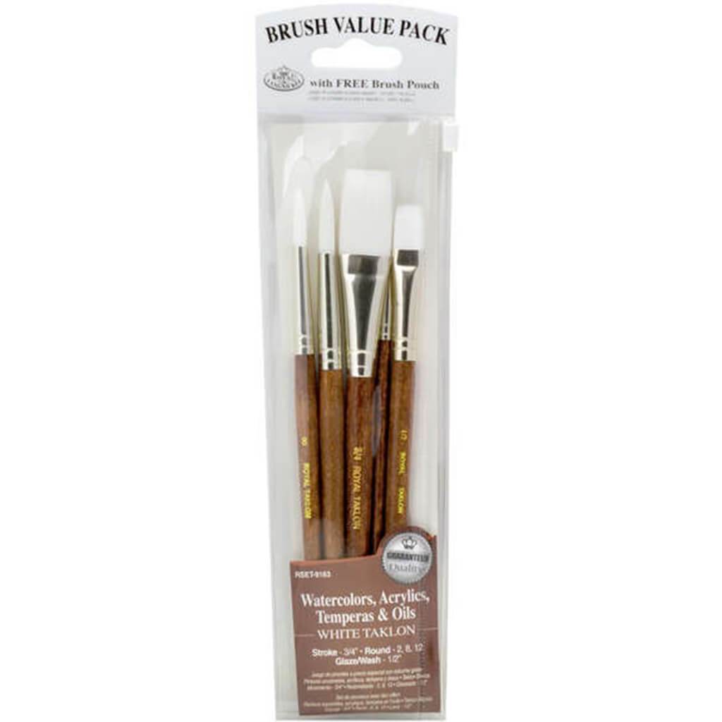 White Taklon Value Pack Brush Set of 5