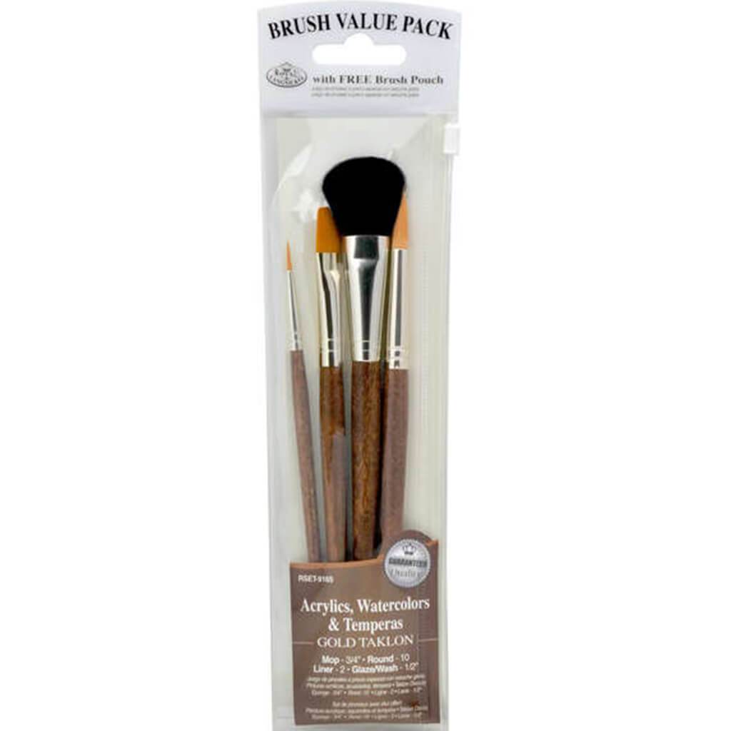 Gold Taklon Value Pack Brush Set of 4