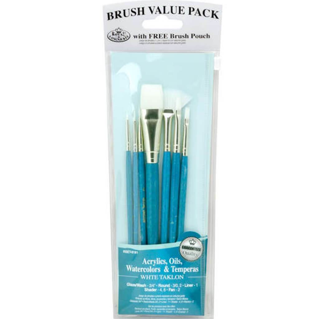 White Taklon Brush Set Value Pack