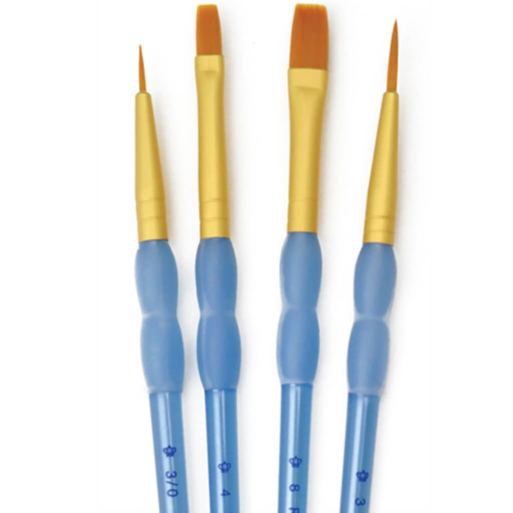 Gold Nylon Acrylic Brush Set of 4