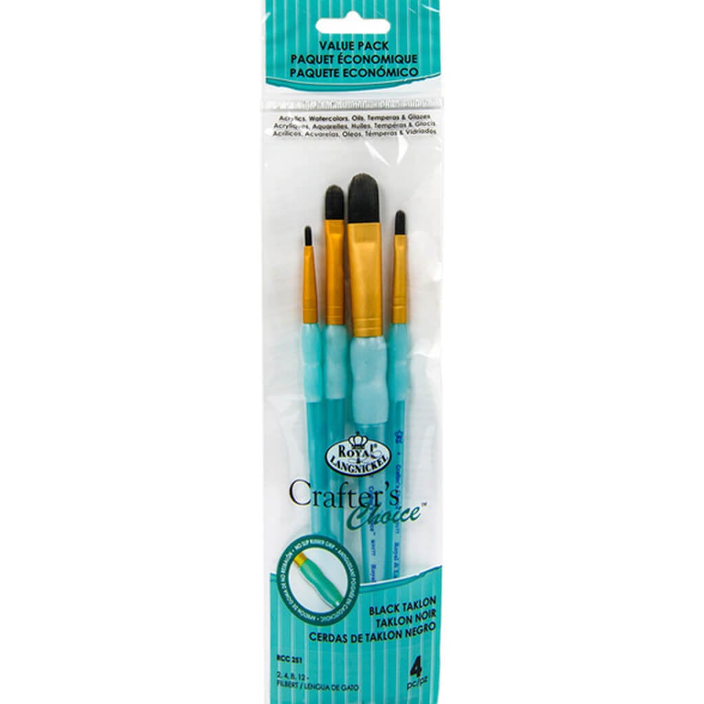 Black Taklon Filbert Brush Set of 4