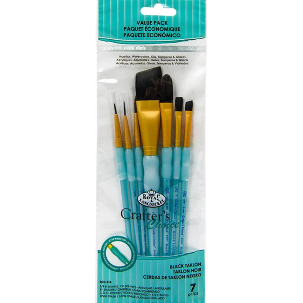 Black Taklon Angular Brush Variety Set of 7