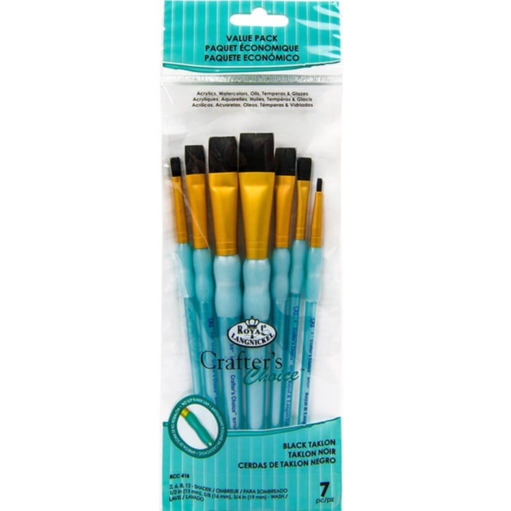 Black Taklon Shader Brush Variety Set of 7