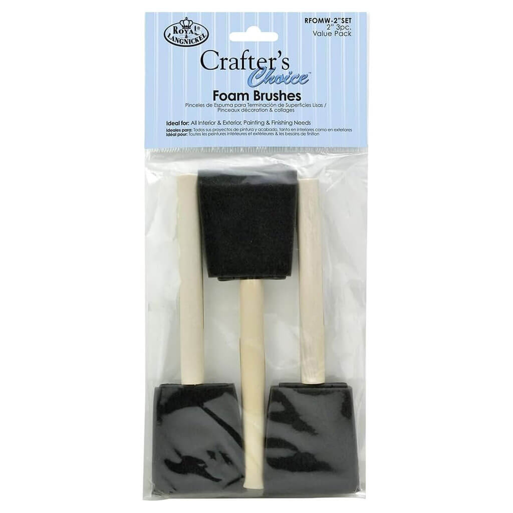 Sponge Foam Brush Dabbers Glue Wooden Handle 3 x 2in