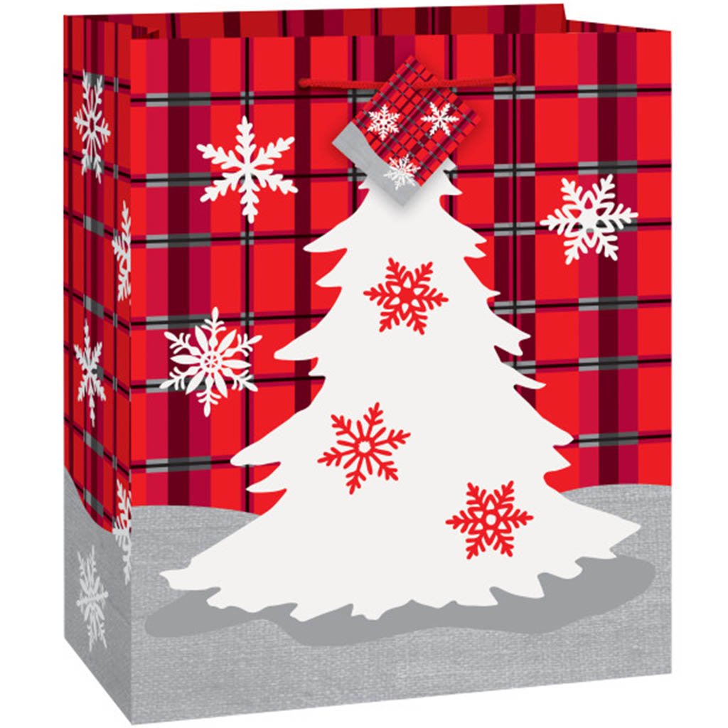 Rustic Plaid Christmas Medium Gift Bag