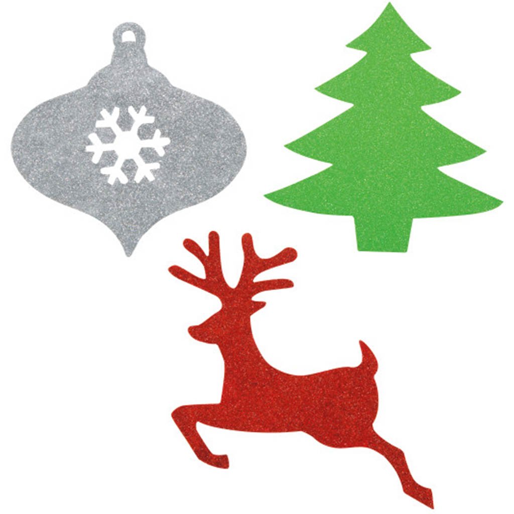 Mini Christmas Glitter Cut Outs 6ct Assorted
