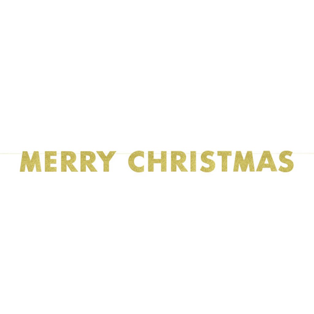 Gold Glitter Merry Christmas Banner 9ft