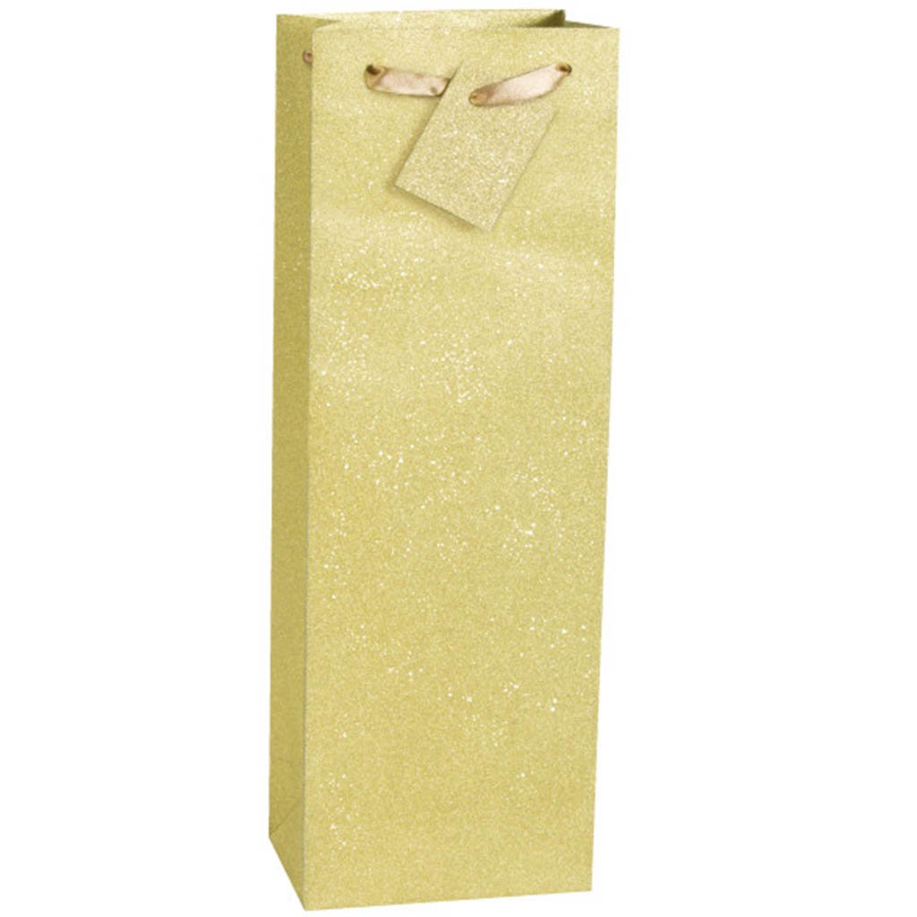 Gold Glitter Wine Gift Bag