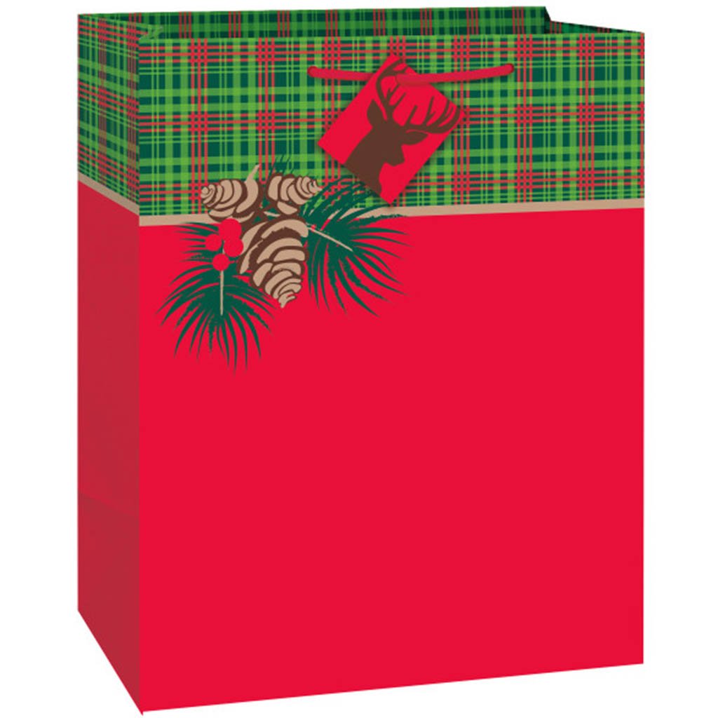 Red and Green Tartan Christmas Large Gift Bag