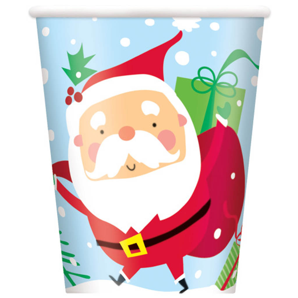 Colorful Santa Paper Cups 9oz 8ct