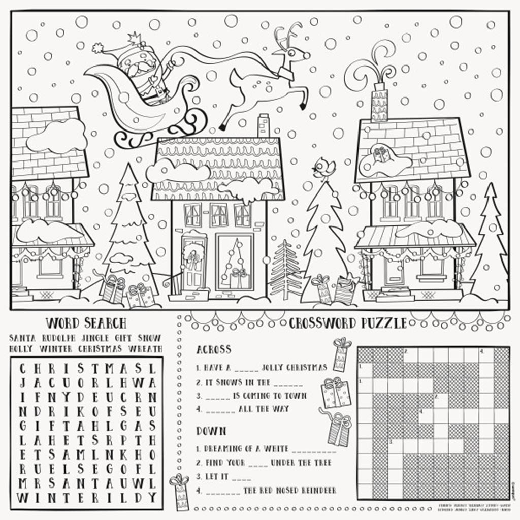 Santa Christmas Coloring Placemats, 8ct