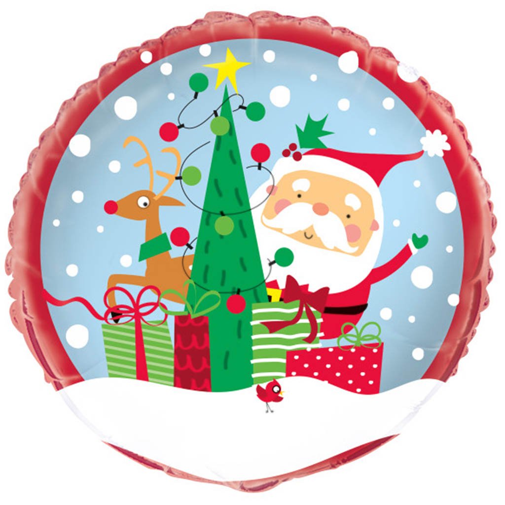 Colorful Santa Round Foil Balloon