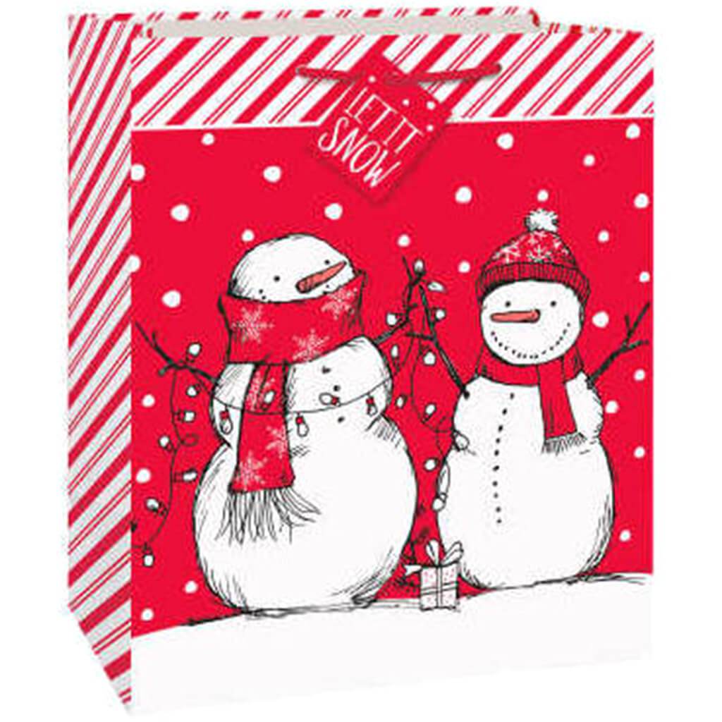 Red Stripes Snowman Gift Bag