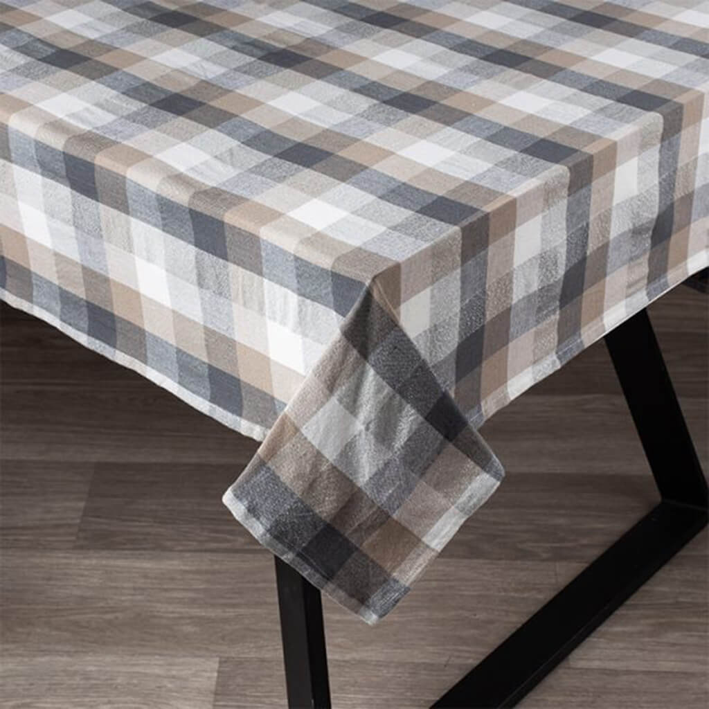 Frosted Check Table Cloth Natural, 60in X 90in