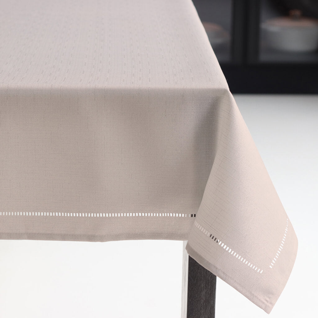 Lurex Hemstitch Table Cloth Rose Gold, 60in X 90in