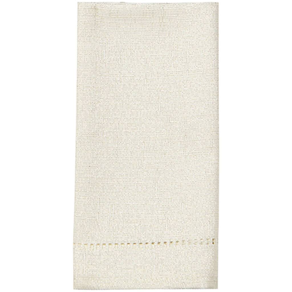 Lurex Hemstitch Napkin Set of 4, Cream