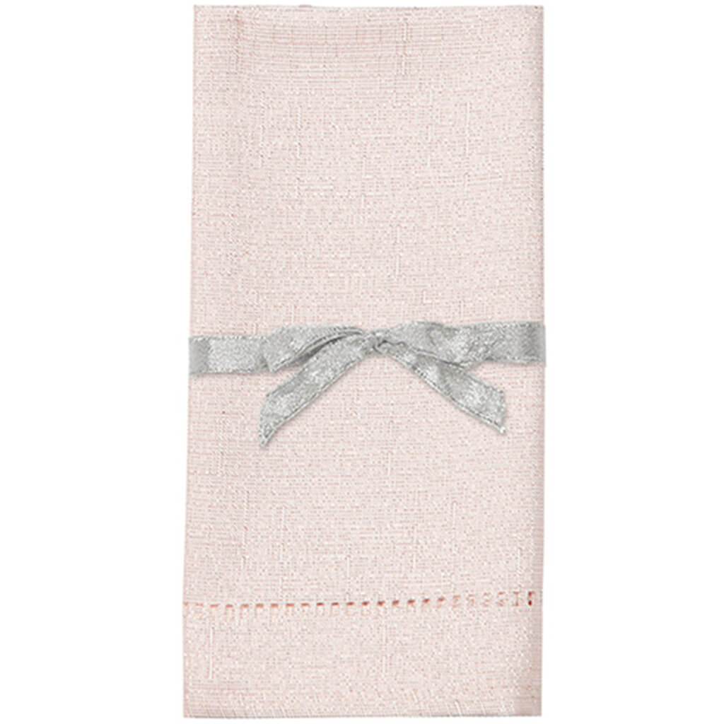 Lurex Hemstitch Napkin Set of 4, Rose Gold