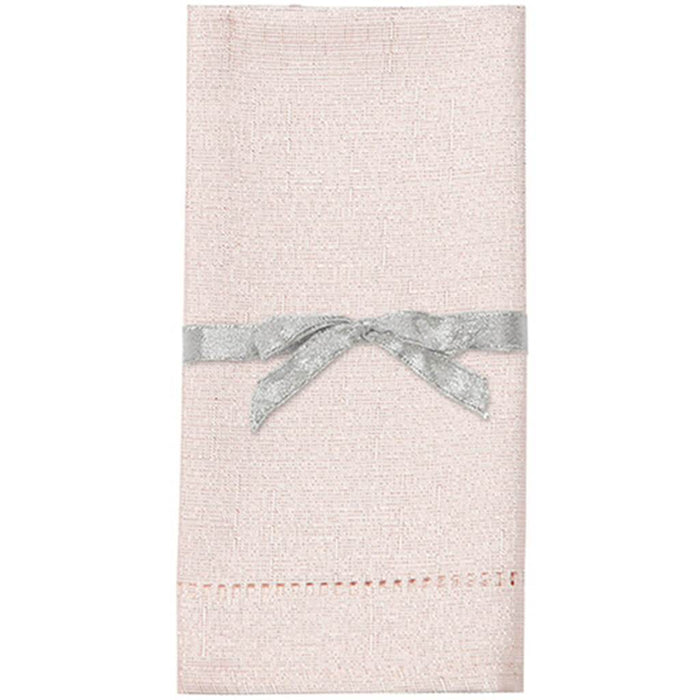 Lurex Hemstitch Napkin Set of 4, Rose Gold