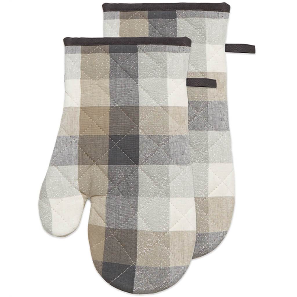 Frosted Check Oven Mitten Set of 2