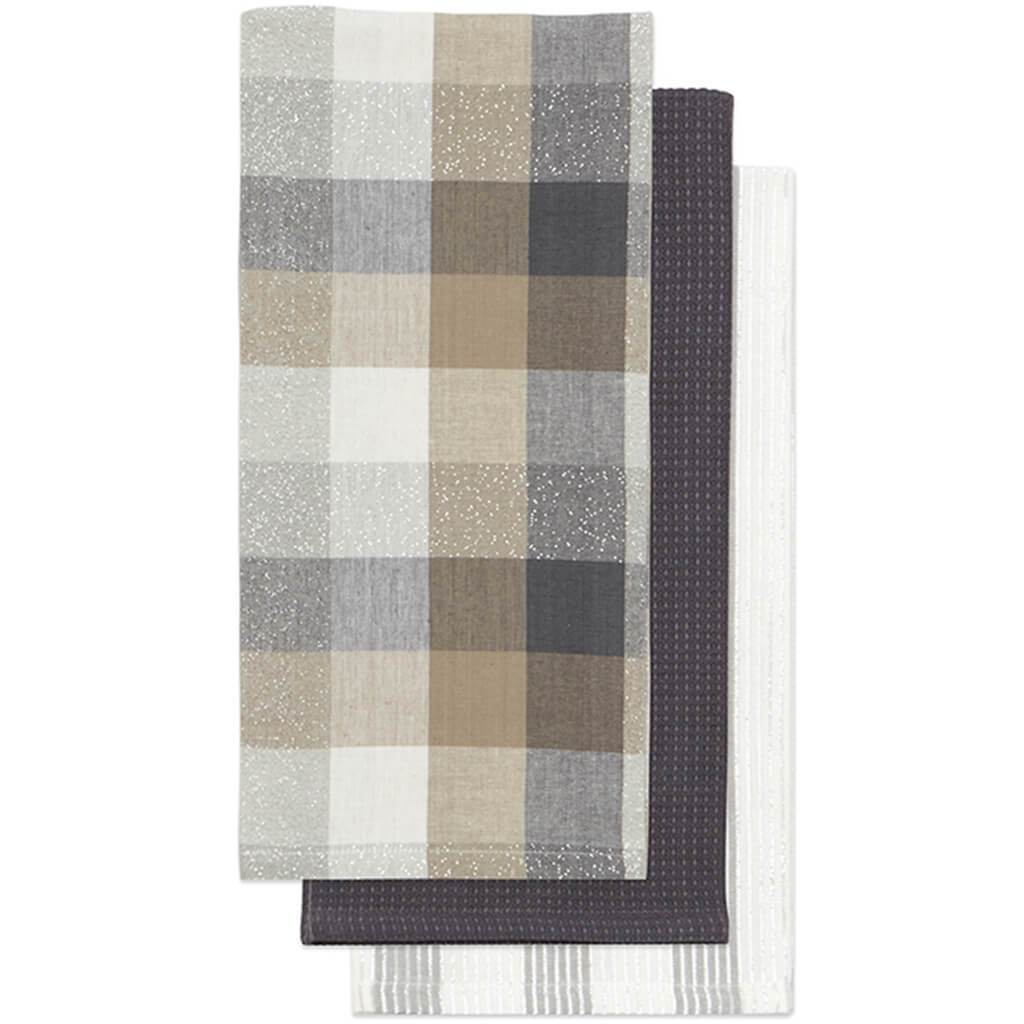 Frosted Check Tea Towel Set of 3, 18in X 26in