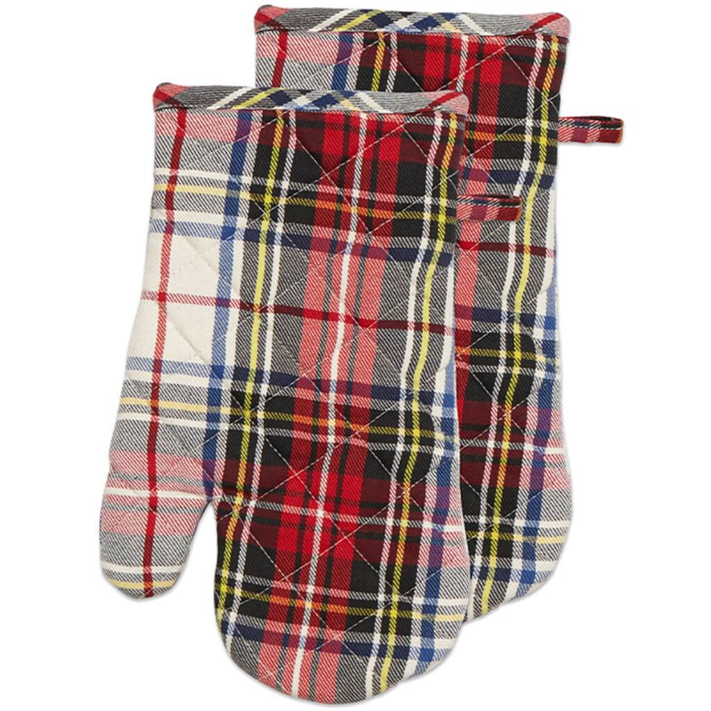 Scottish Plaid Oven Mitten Set of 2, red