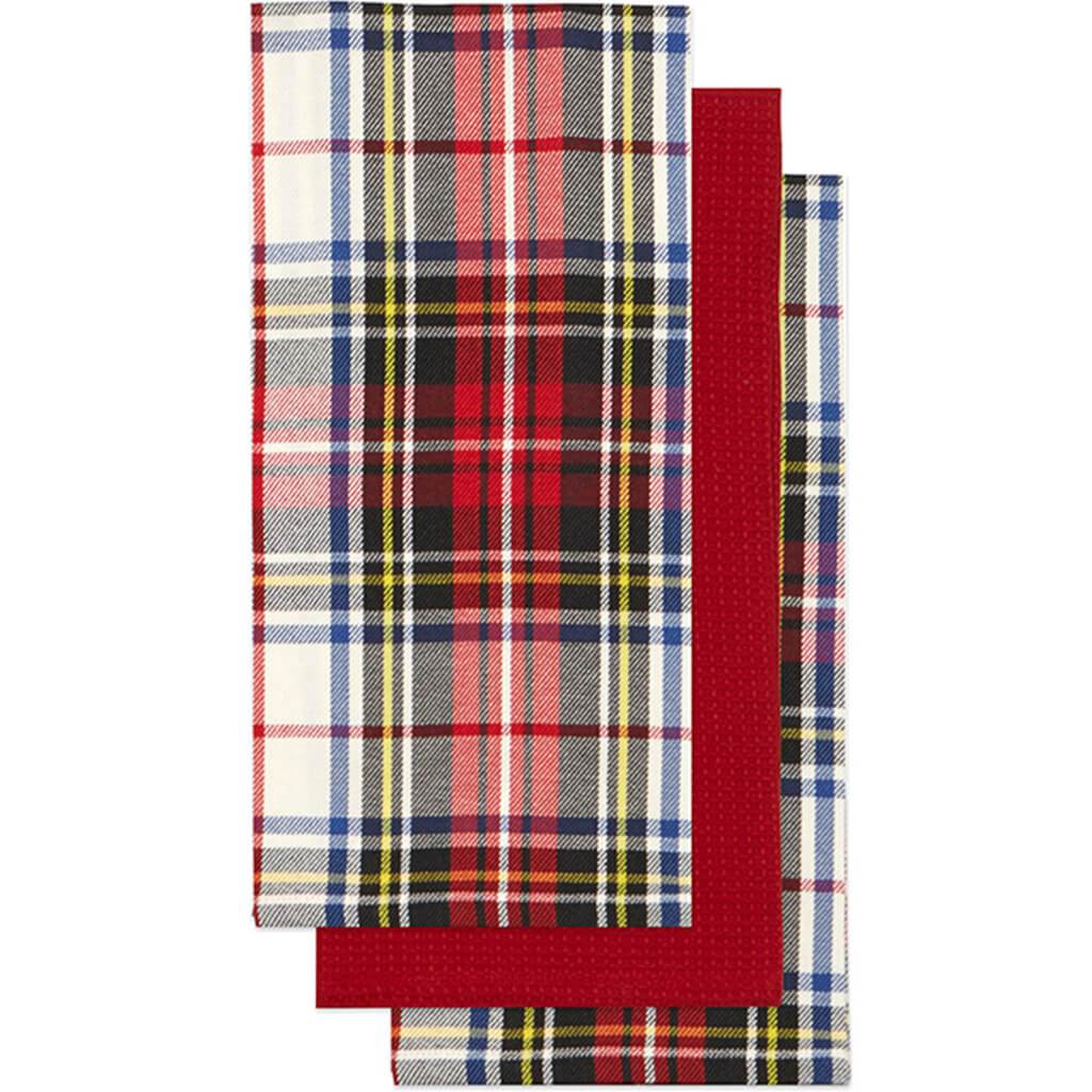 Sccotich Plaid Towel Set of 3, 18in X 26in