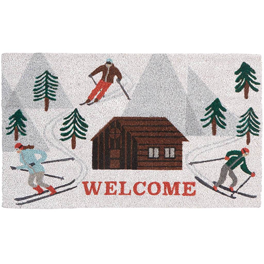 Welcome Apres Ski Coir Mat, White