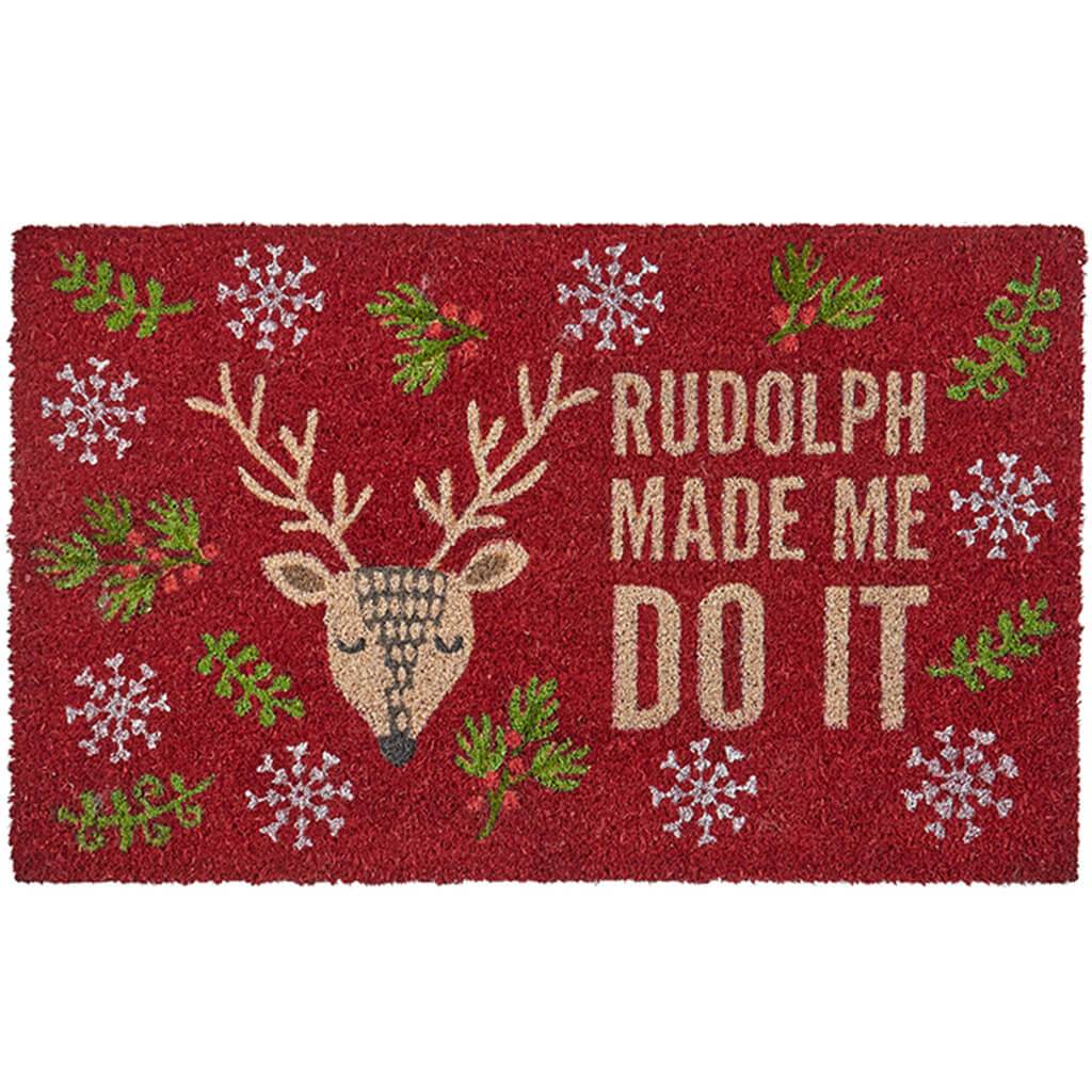 Rudolph Made me Coir Mat, Red