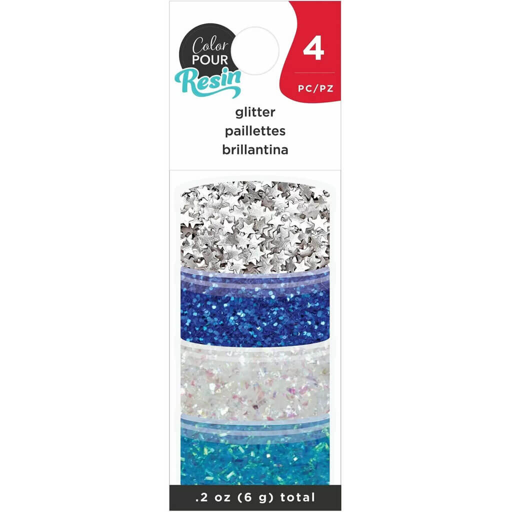 Color Pour Mix-Ins 4/Pkg-Winter Glitter