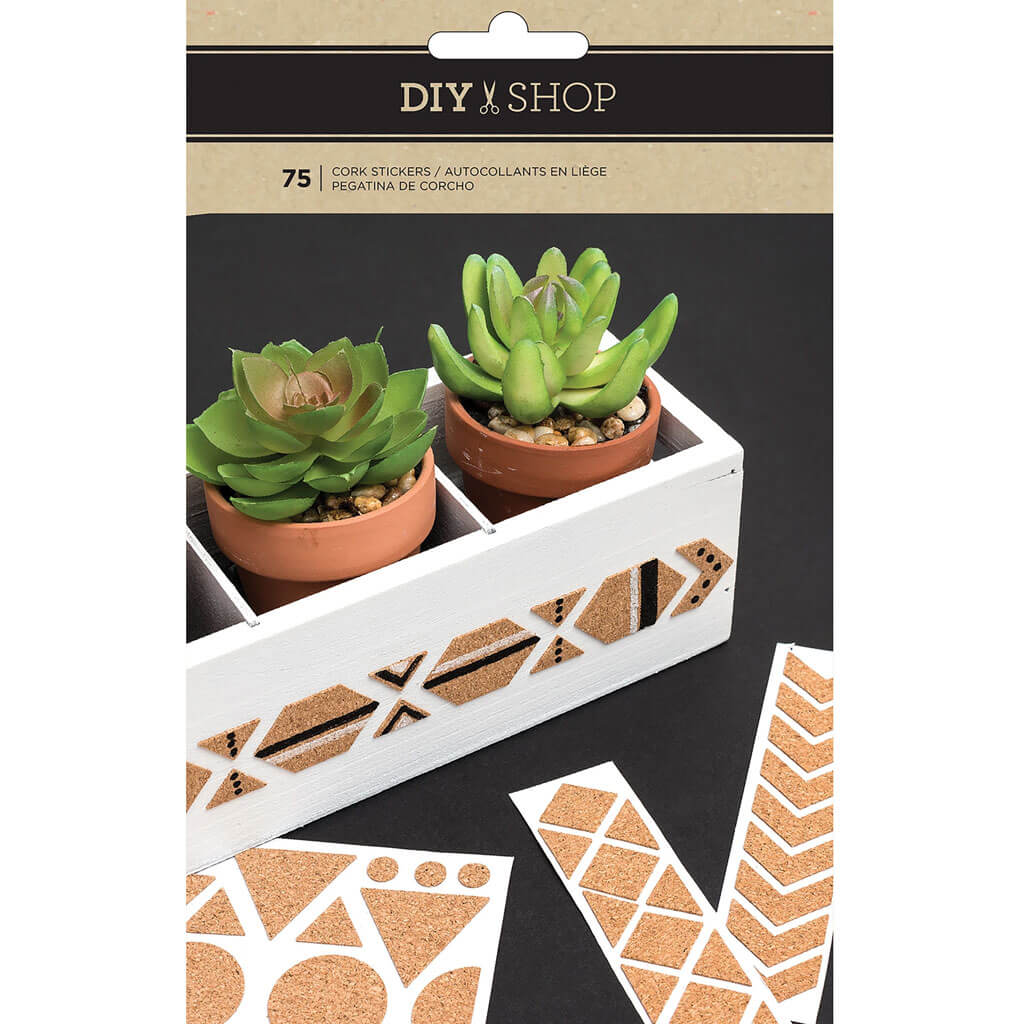 DIY Shop Cork Stickers Assorted Shapes 75 Pack