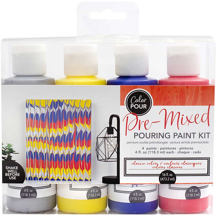 Color Pour Pre-Mixed Paint Kit 4/Pkg Classic Color 4oz Each