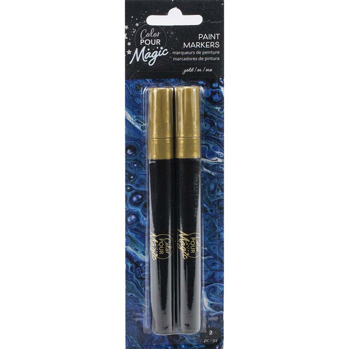 Color Pour Paint Pen Markers Gold, 2pcs