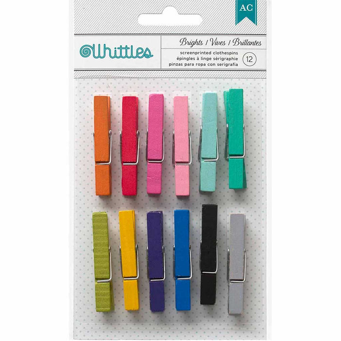 Whittles Brights Clothepins- 12pack