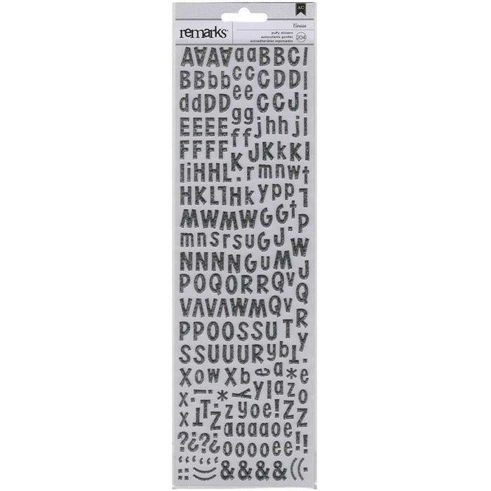 Remarks Alpha Puffy Stickers 2 sheets 204/Pkg-Carissa Black