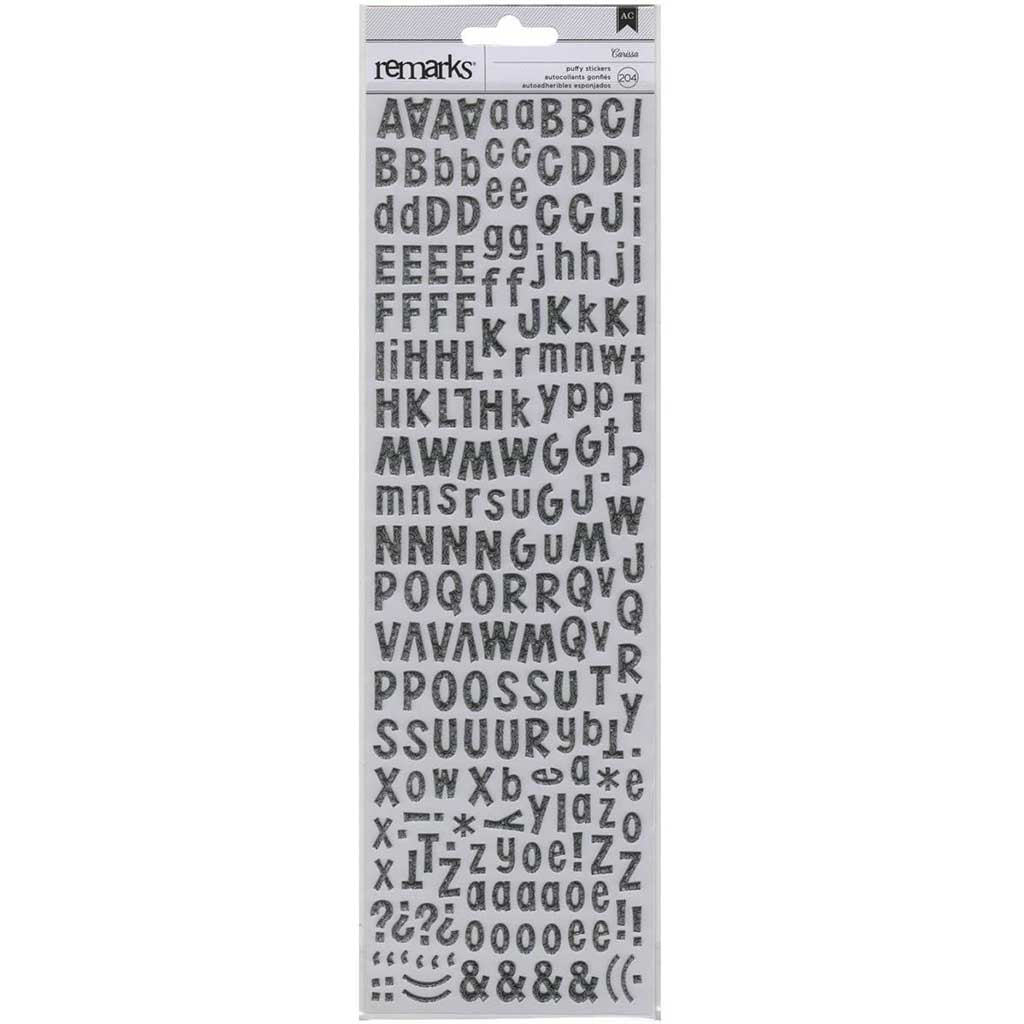Remarks Alpha Puffy Stickers 2 sheets 204/Pkg-Carissa Black