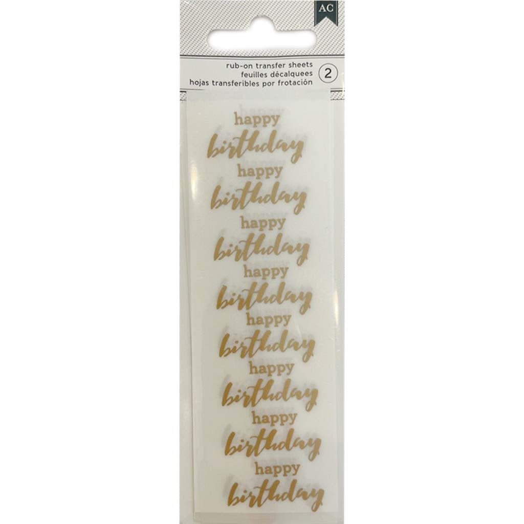 Gold Happy Birthday Rub-Ons Card Making Sheets