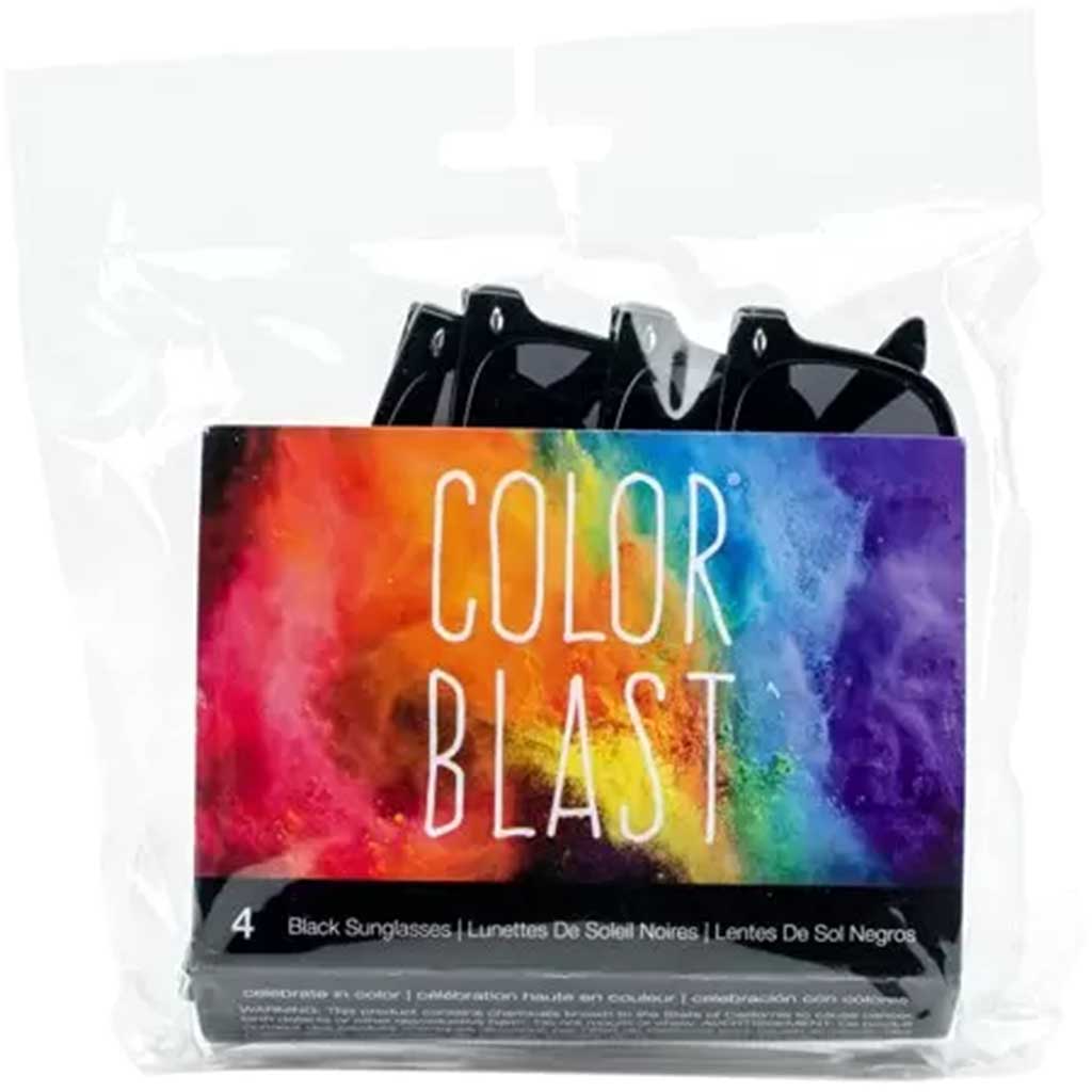 Colour Blast Sunglasses Black Non-Polarized Plastic Frame 4pc